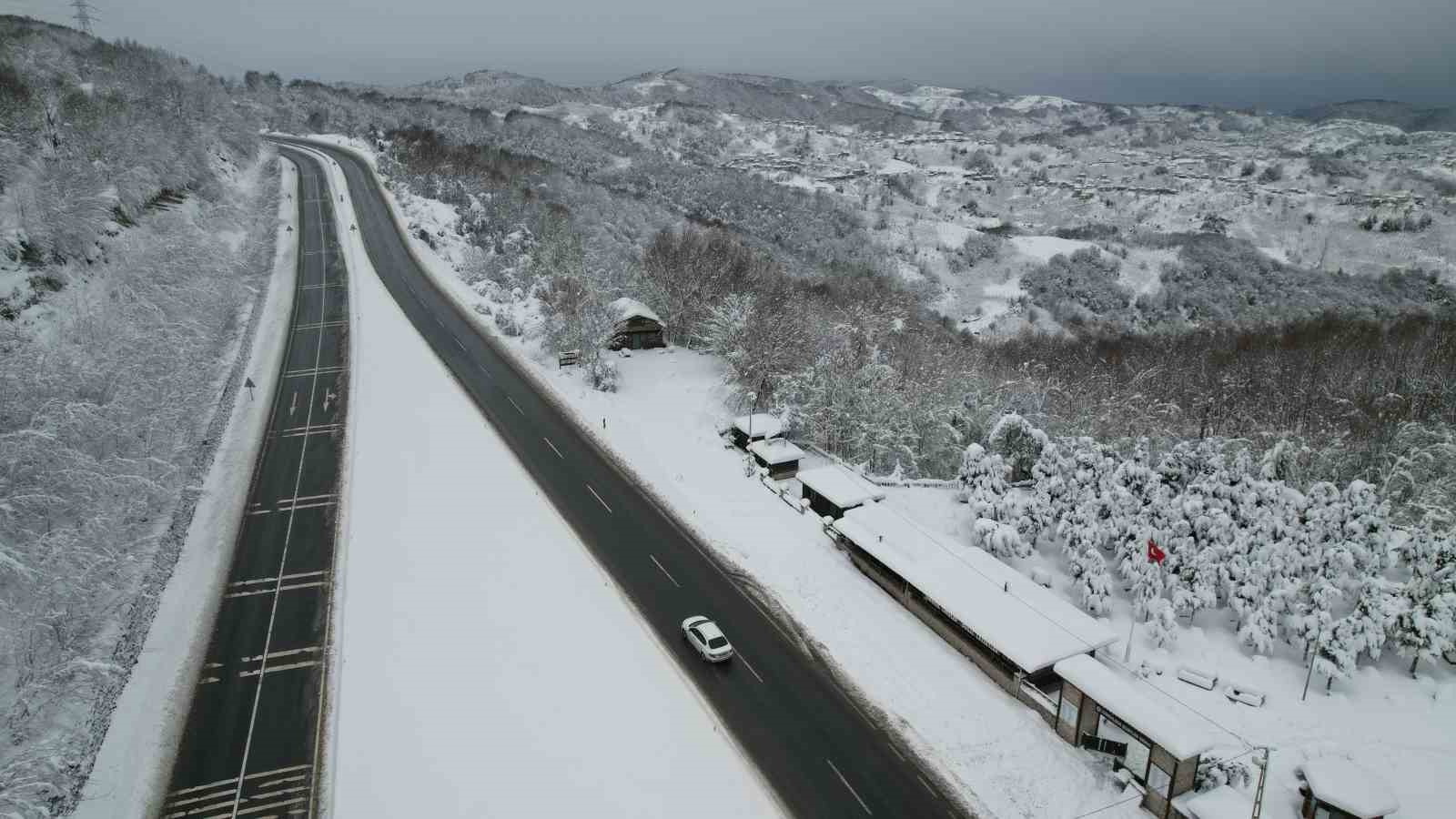 Zonguldak’ta beyaz güzellik havadan görüntülendi