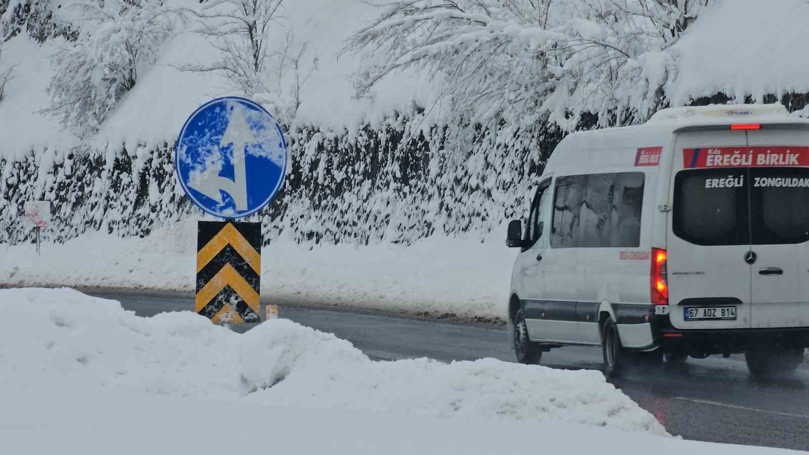 Zonguldak’ta beyaz güzellik havadan görüntülendi