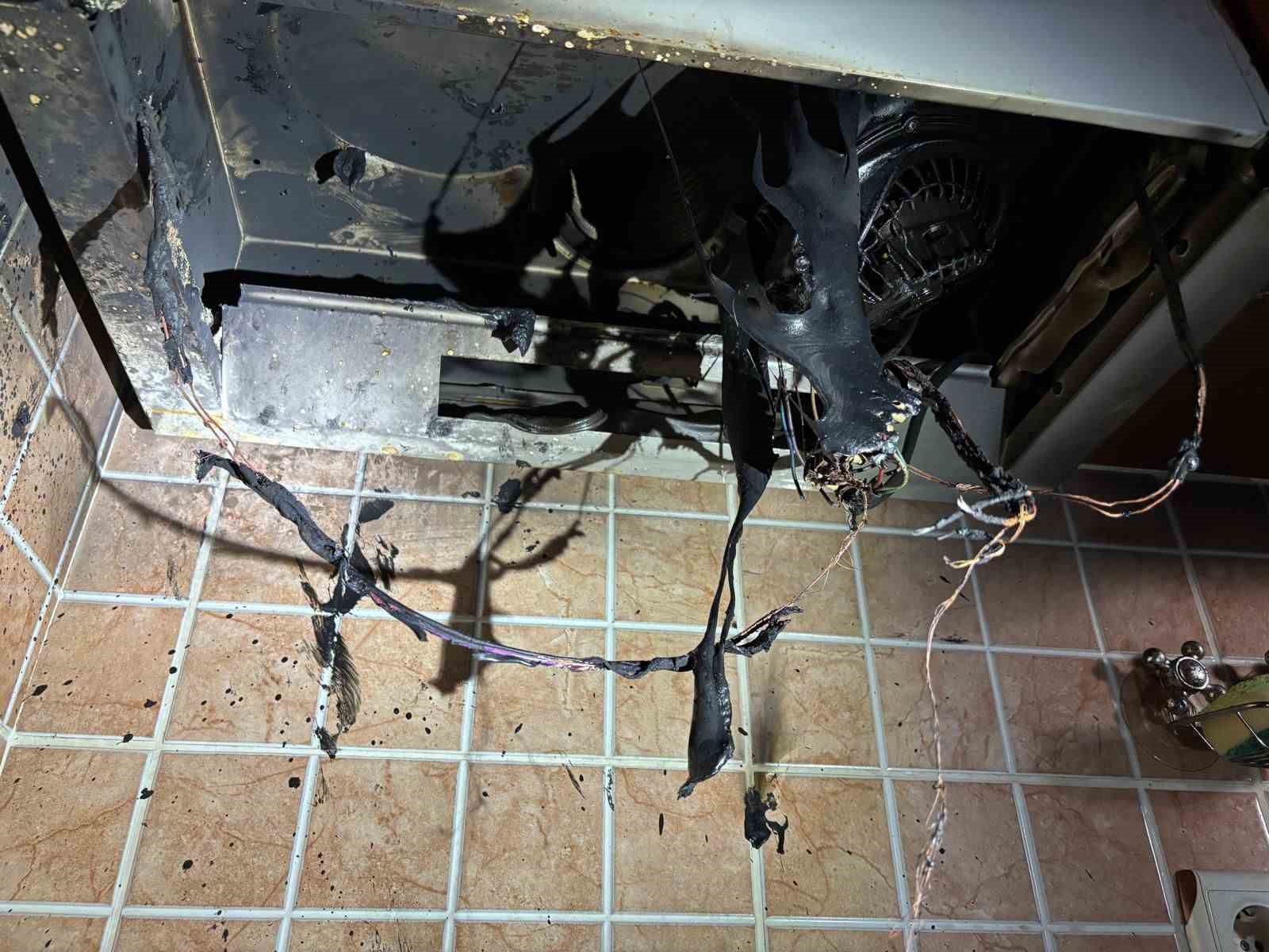 Aspiratörden çıkan yangın panikletti