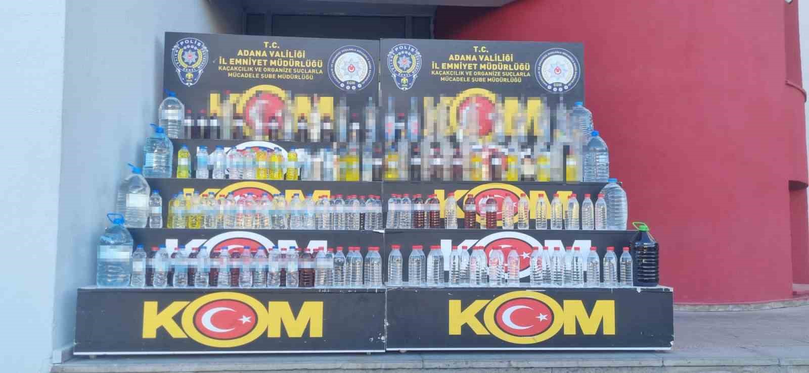 Adana’da pet şişelerde satılacak sahte içkiler ele geçirildi