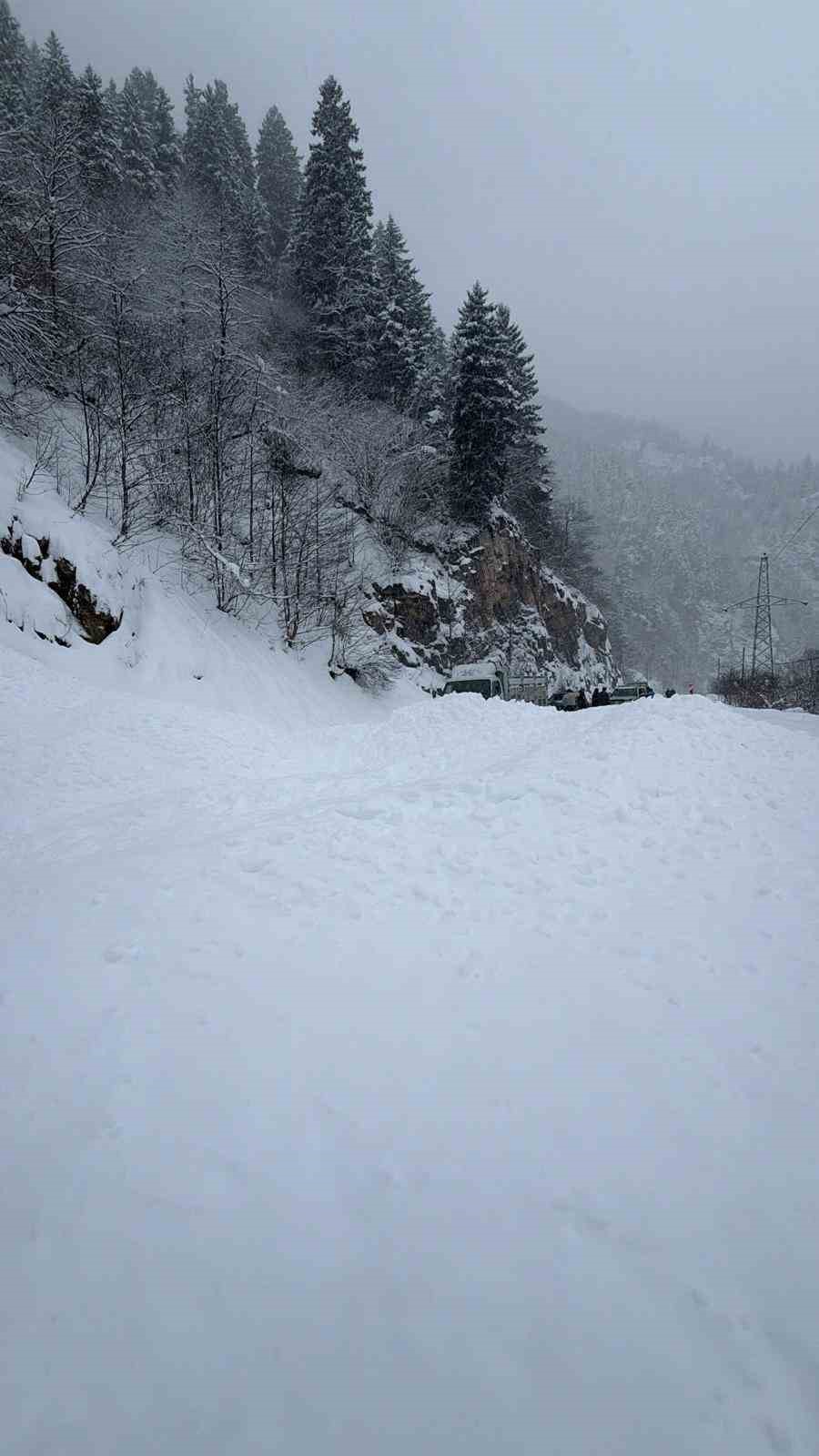 Trabzon-Bayburt karayolu Tilkibeli mevkiinde çığ