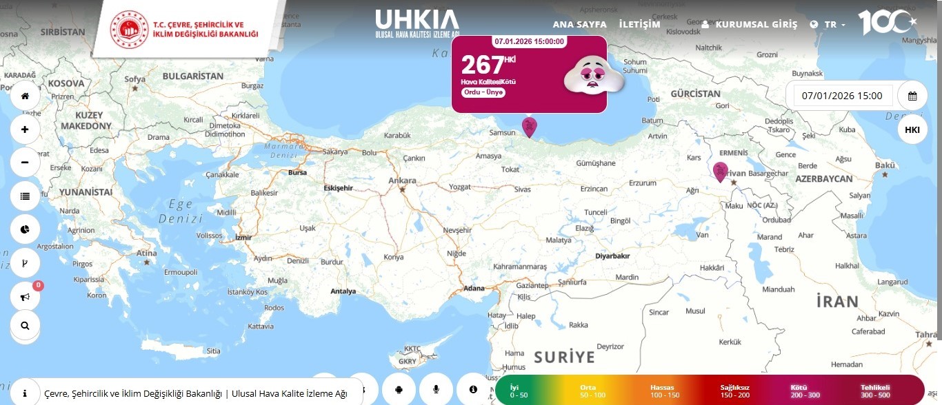Türkiye’de en kirli hava Ünye’de ölçüldü